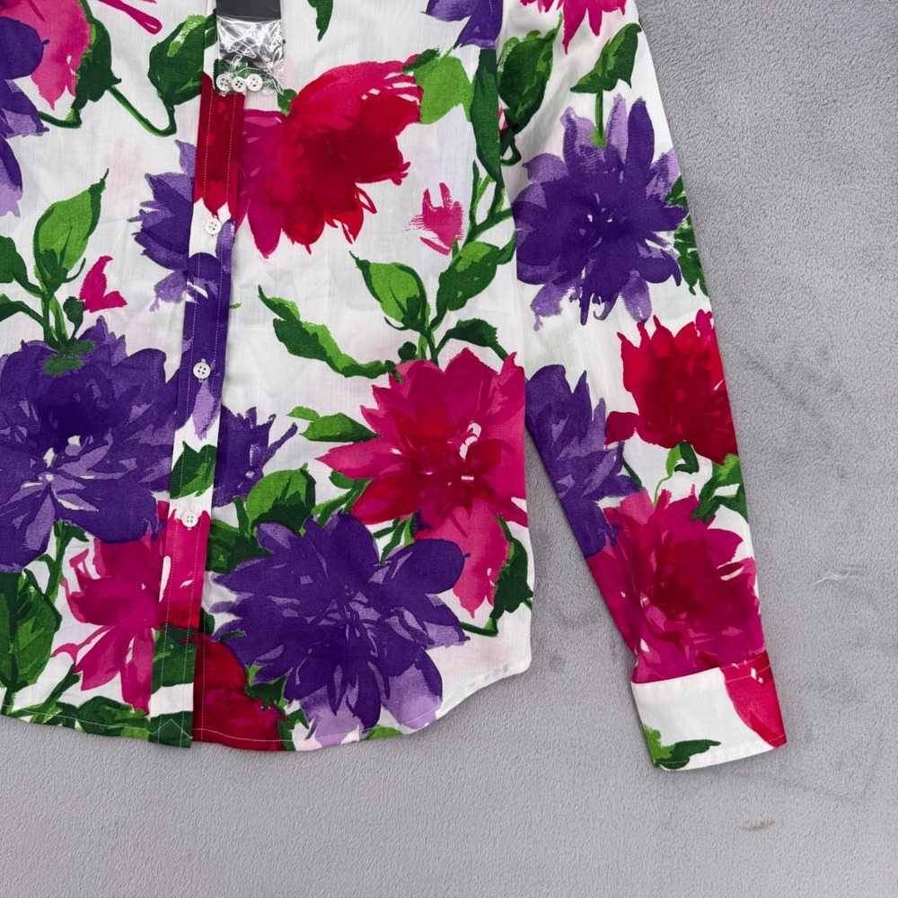 Lauren Ralph Lauren Petite Floral Cotton Button Down Shirt Womens Petite XS - Picture 5 of 12
